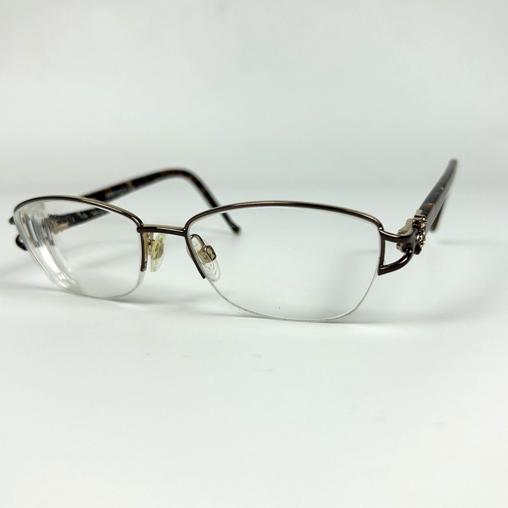 Tura Womens Eyeglasses Frame Brown & Black Tortoise Plastic Half Rim 50-16-130mm